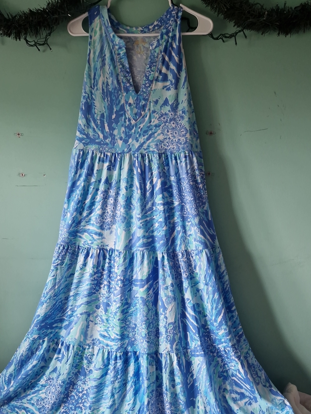 Lilly Pulitizer Blue Floral Tiered Maxi Dress - Casual Summer Style